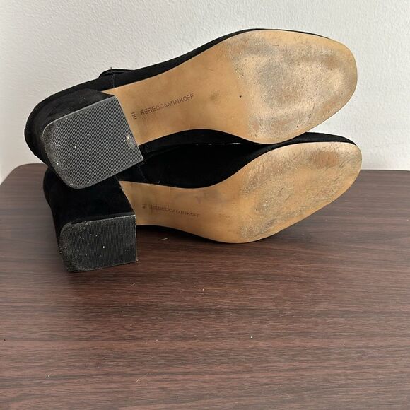 Rebecca Minkoff Logan Studded Blk Suede Block Heel Bootie Size 11 - Picture 8 of 8